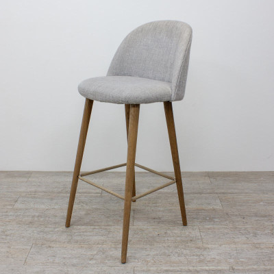 Tabouret Haut Bois Tissu Gris Clair