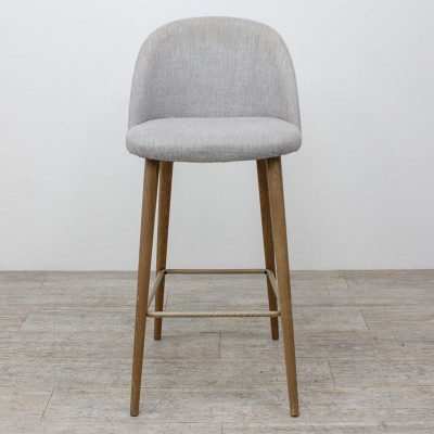 Tabouret Haut Bois Tissu Gris Clair