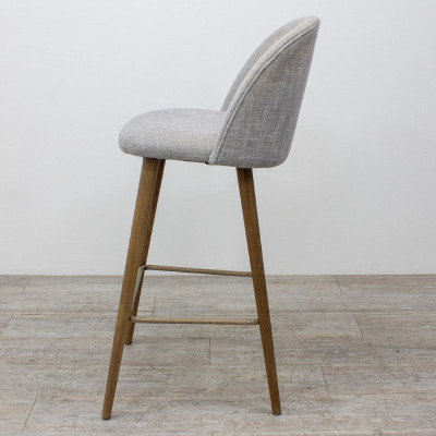 Tabouret Haut Bois Tissu Gris Clair