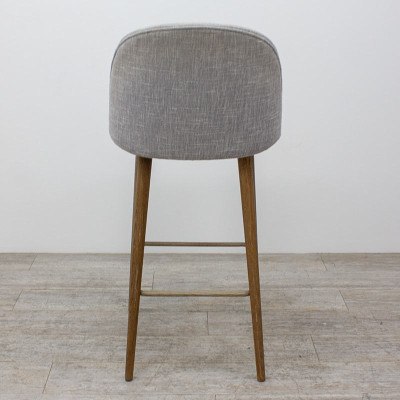 Tabouret Haut Bois Tissu Gris Clair