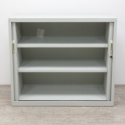 Armoire basse L120 Gris C. Merisier