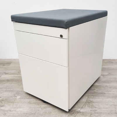 Caisson mobile 2 tiroirs Blanc/Gris