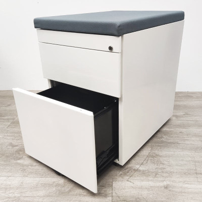 Caisson mobile 2 tiroirs Blanc/Gris