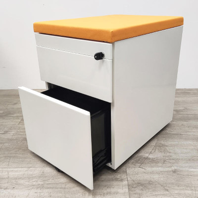 Caisson 2 tiroirs Blanc / Orange