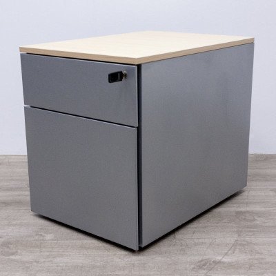 Caisson 2 tiroirs Chêne / Gris Alu.