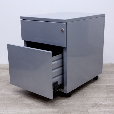 Caisson mobile 2 tiroirs Gris Alu.