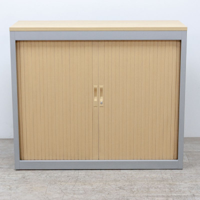 Armoire basse L120 Hêtre / Gris Alu