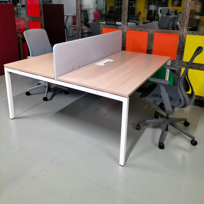 Bench 2 Postes L160 Chêne / Blanc