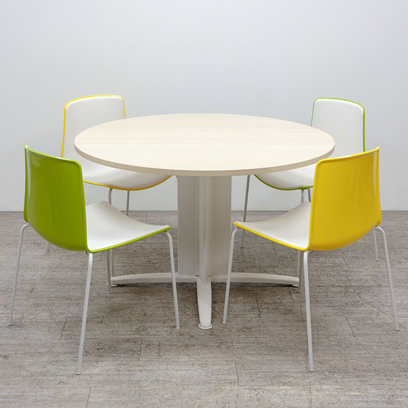 Table ronde Ø116 Hêtre / Blanc