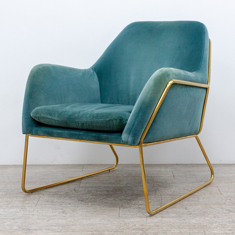 Fauteuil lounge en velours Bleu 