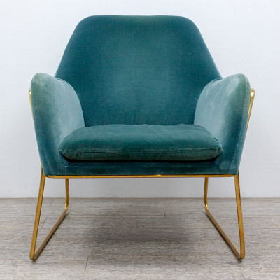 Fauteuil lounge en velours Bleu 