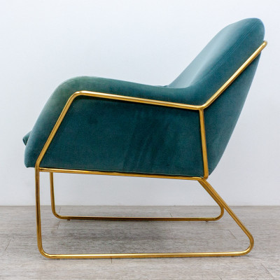 Fauteuil lounge en velours Bleu 