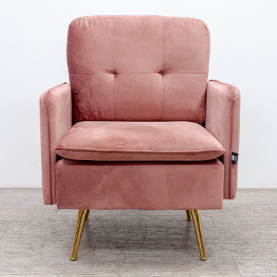 BAÏTA Fauteuil en velours Rose/Doré