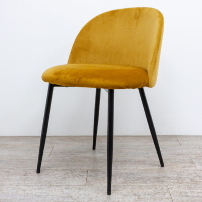 Chaise 4 pieds en velours Jaune