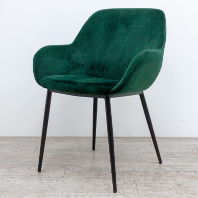 KAVE HOME Chaise velours Noir/ Vert