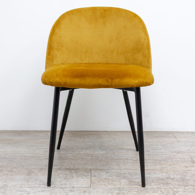 Chaise 4 pieds en velours Jaune