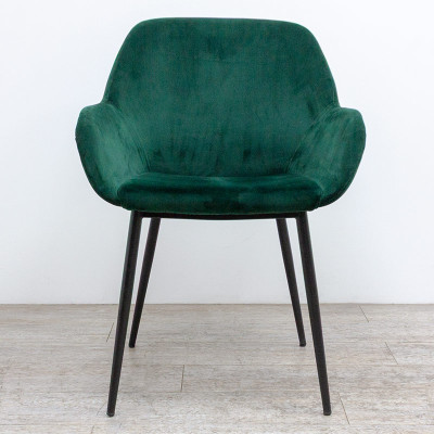 KAVE HOME Chaise velours Noir/ Vert