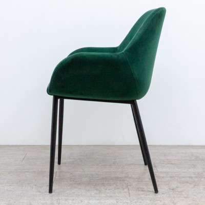 KAVE HOME Chaise velours Noir/ Vert