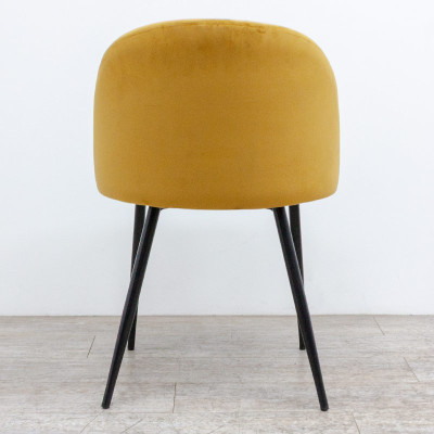 Chaise 4 pieds en velours Jaune