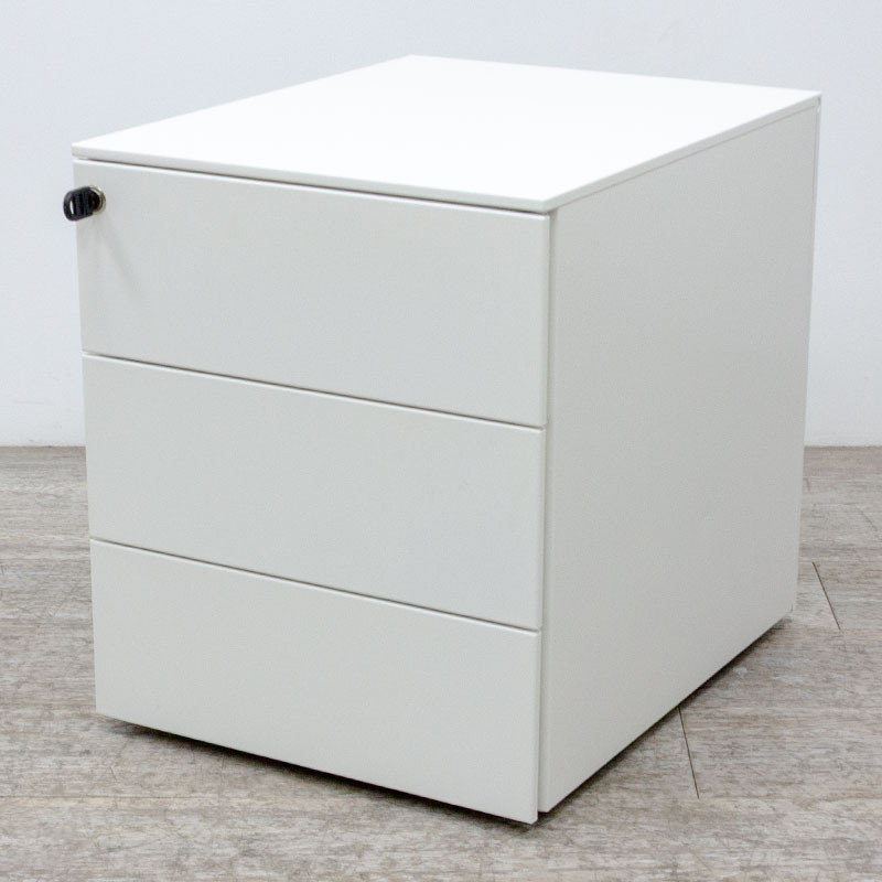 Caisson 3 tiroirs Blanc avec clé