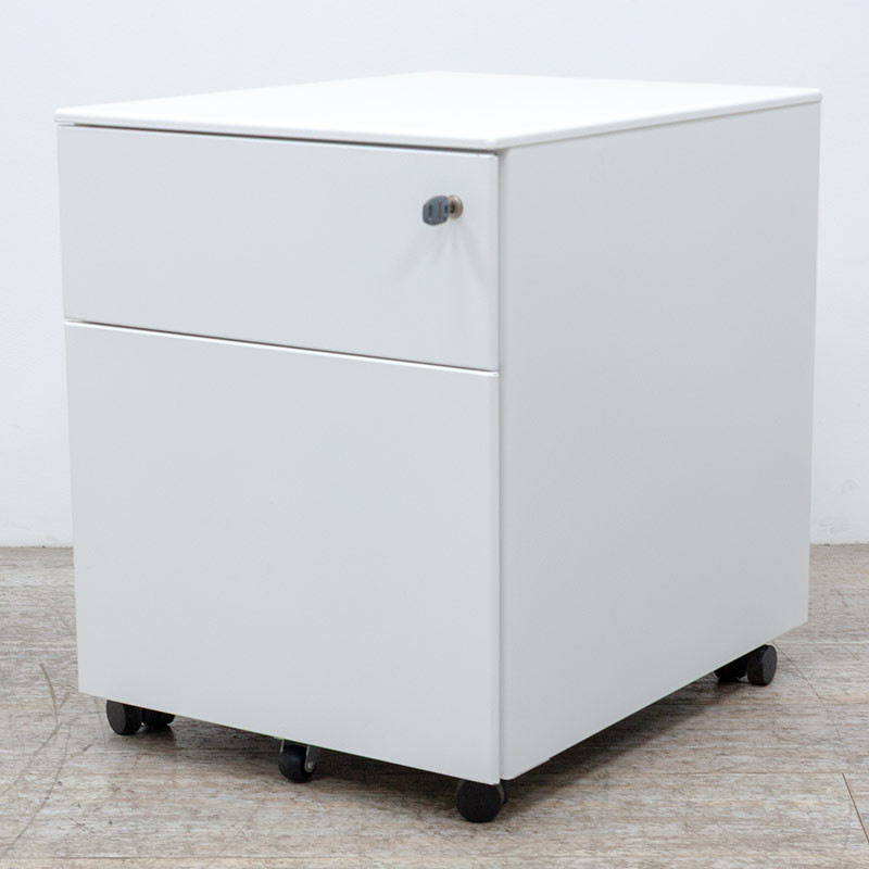 Caisson 2 tiroirs blanc avec Clé