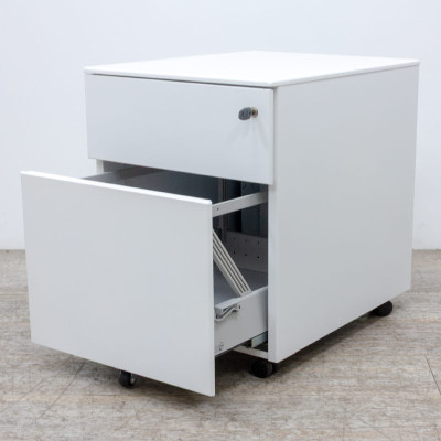 Caisson 2 tiroirs blanc avec Clé