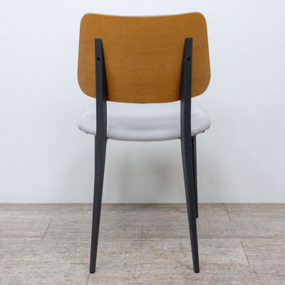 Chaise 4 pieds simili cuir Gris