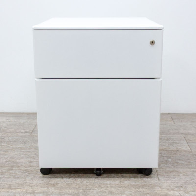 Caisson 2 tiroirs Blanc avec clé