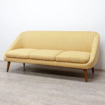 Ensemble Canapé et Pouf Jaune/Blanc