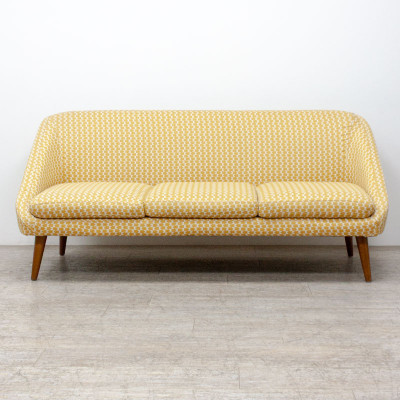 Ensemble Canapé et Pouf Jaune/Blanc