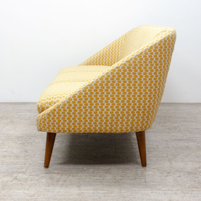 Ensemble Canapé et Pouf Jaune/Blanc