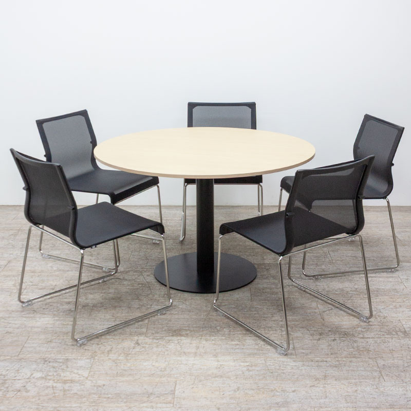 Table ronde Ø120 Chêne / Noir
