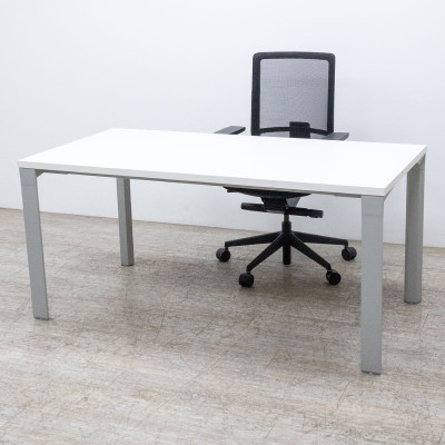 Bureau L160 Blanc / Gris Aluminium