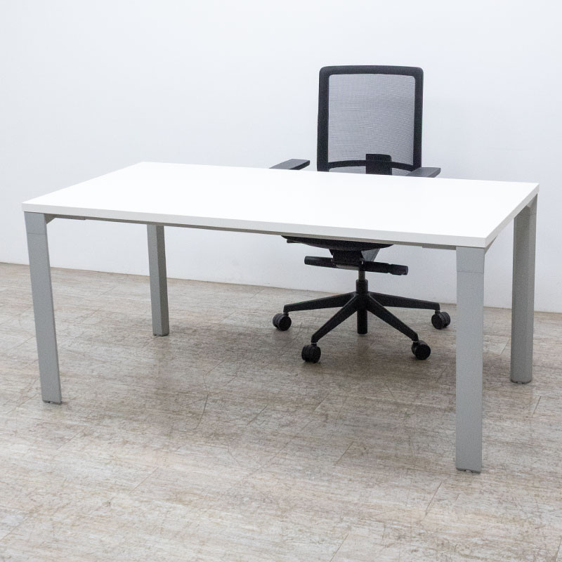 Bureau L160 Blanc / Gris Aluminium