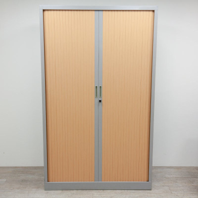 Armoire Haute L120 Gris Alu/Hêtre