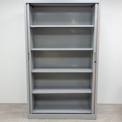 Armoire Haute L120 Gris Alu/Hêtre