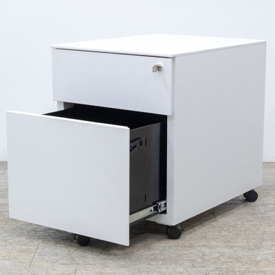 Caisson 2 tiroirs Blanc avec clé