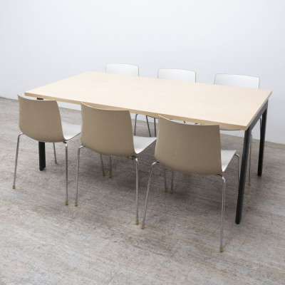 Table de réunion L180 Chêne / Noir