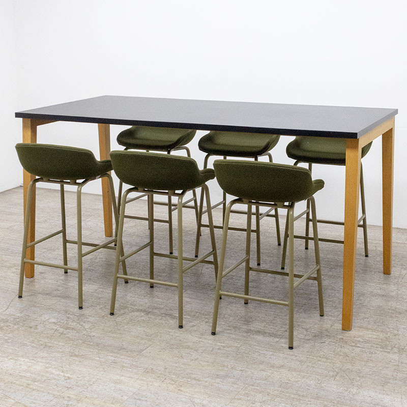 Table haute L190 Noir / Bois 2nd Ch
