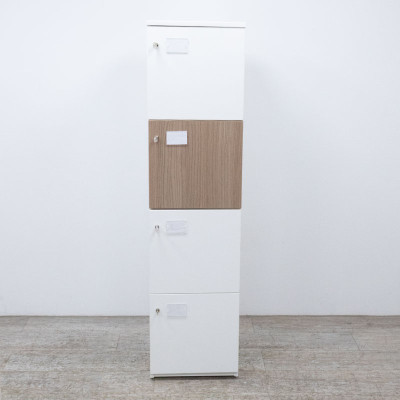 Vestiaire 4 Cases Blanc / Noyer