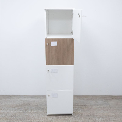 Vestiaire 4 Cases Blanc / Noyer