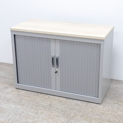 Armoire basse L102 gris / acacia