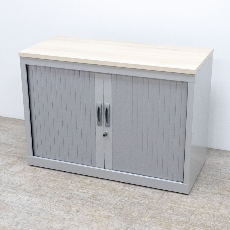 Armoire basse L102 gris / acacia