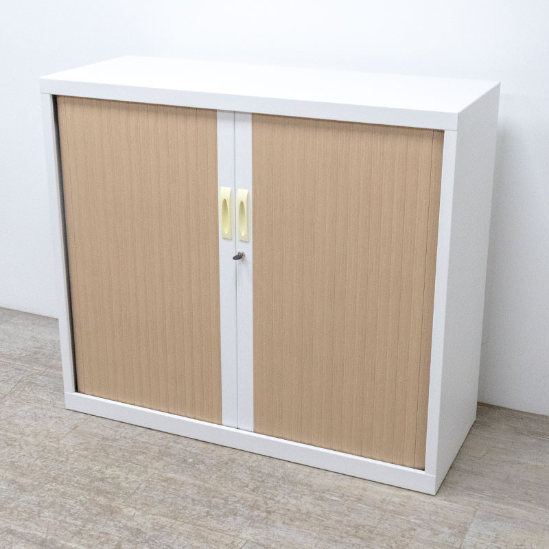 Armoire basse L120 Bouleau/ Blanc