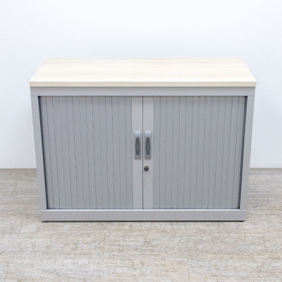 Armoire basse L102 gris / acacia