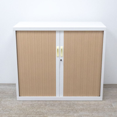 Armoire basse L120 Bouleau/ Blanc