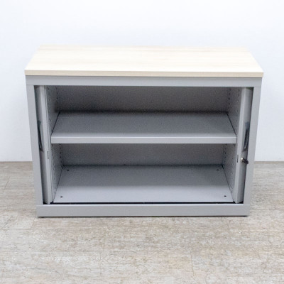 Armoire basse L102 gris / acacia