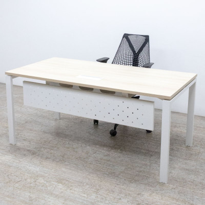 Bureau droit L160 Acacia / Blanc