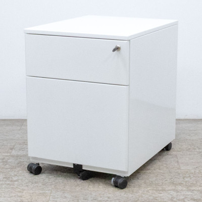 Caisson 2 tiroirs Blanc avec clé