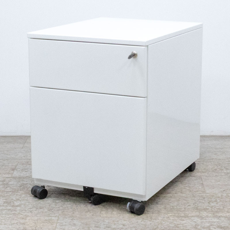 Caisson 2 tiroirs Blanc avec clé